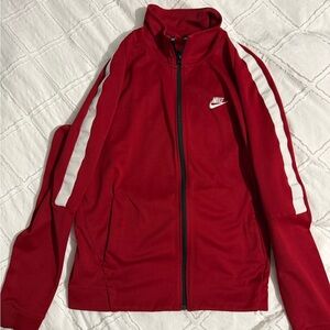 Nike Red and White Zip-Up Jacket